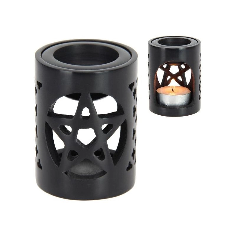 Soapstone - Black Pentagram Oil Burner