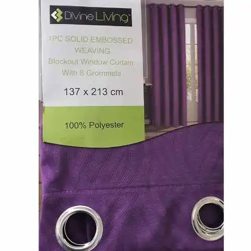 Weaving Solid Blockout Window Curtain - Purple