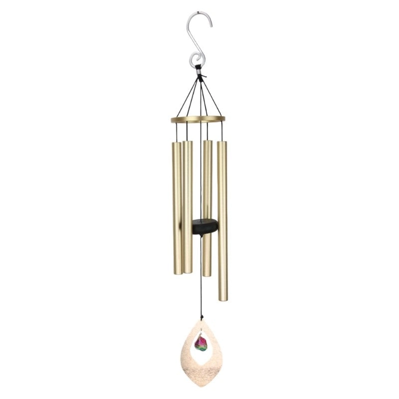 Wind Chime - Gold Tube with Crystal Donger