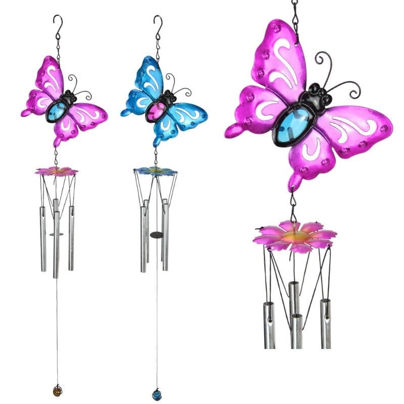 Wind Chime - Butterfly Metal & Glass