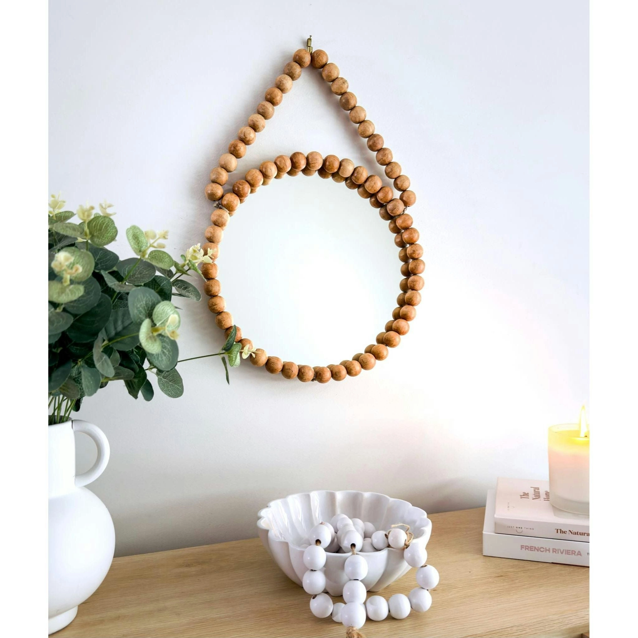 Wall Mirror Wooden Beads