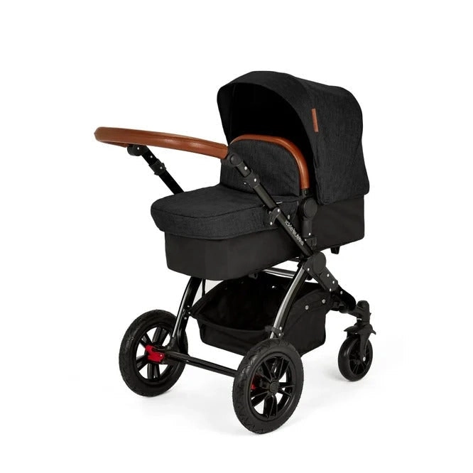 Stomp V3 All In One Four Wheel Pram (AUS) - Black / Black / Tan