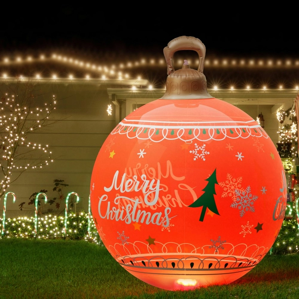 Jingle Jollys Christmas Inflatable Ball Led 60cm Decoration Giant Bauble Red