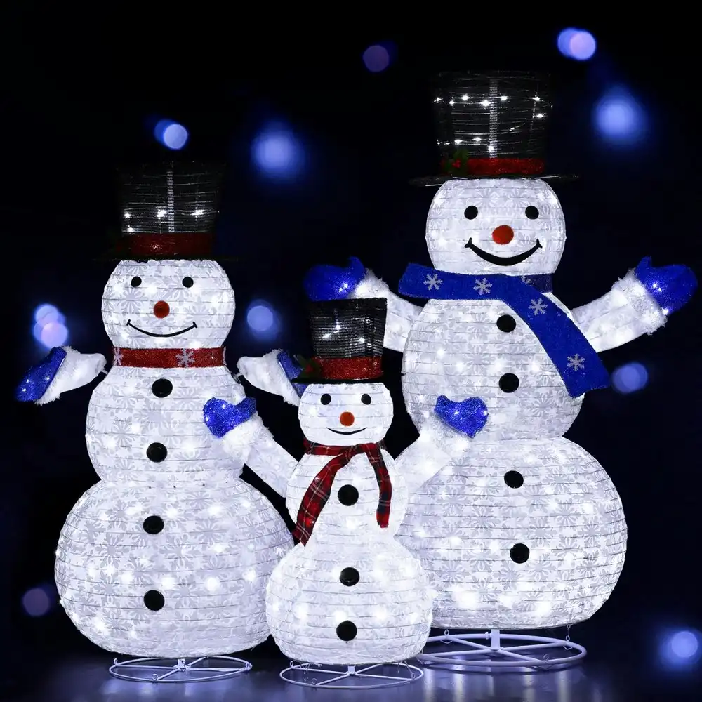 Jingle Jollys Christmas Lights 330 LED Fairy Light 3pcs Snowman Decorations Set