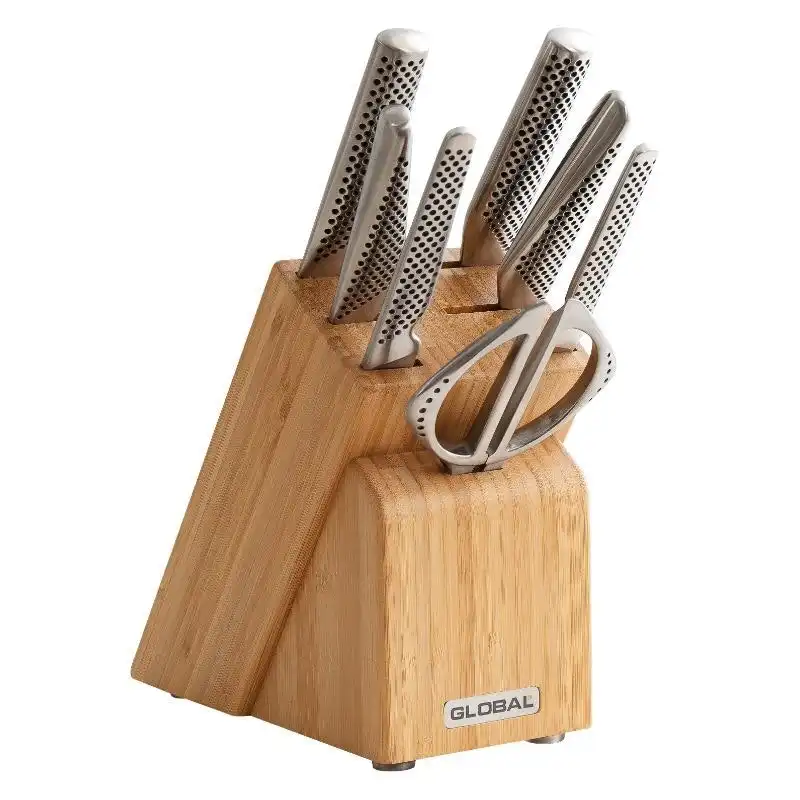 Global Takashi 8 Piece Knife Block Set - Bamboo