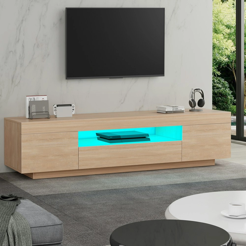 Alfordson Entertainment Unit Gloss Oak 180cm