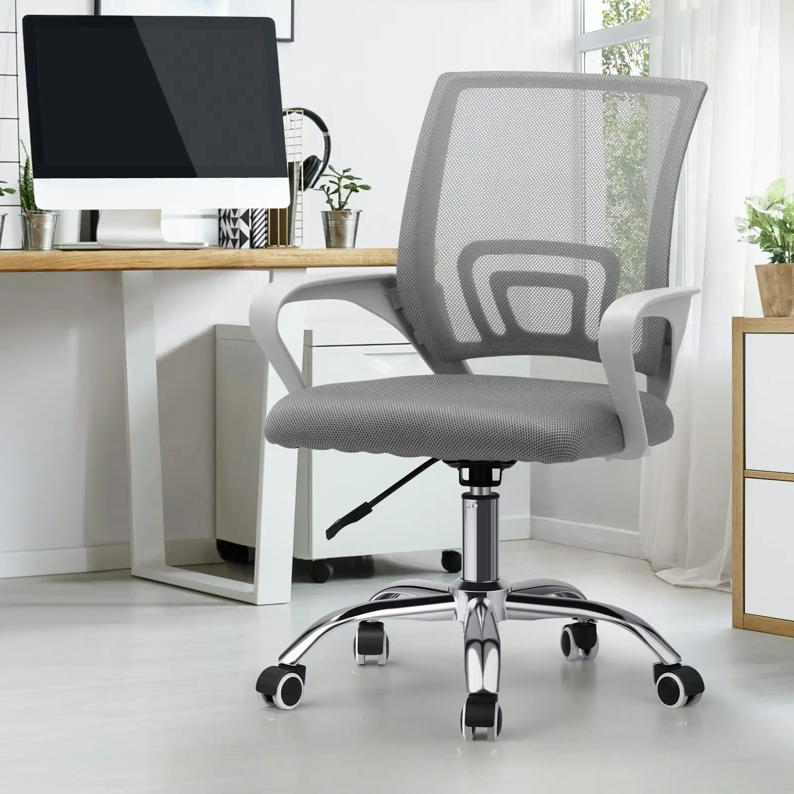 Oikiture Office Gaming Chair Computer Mesh Chairs Executive Foam Seat White