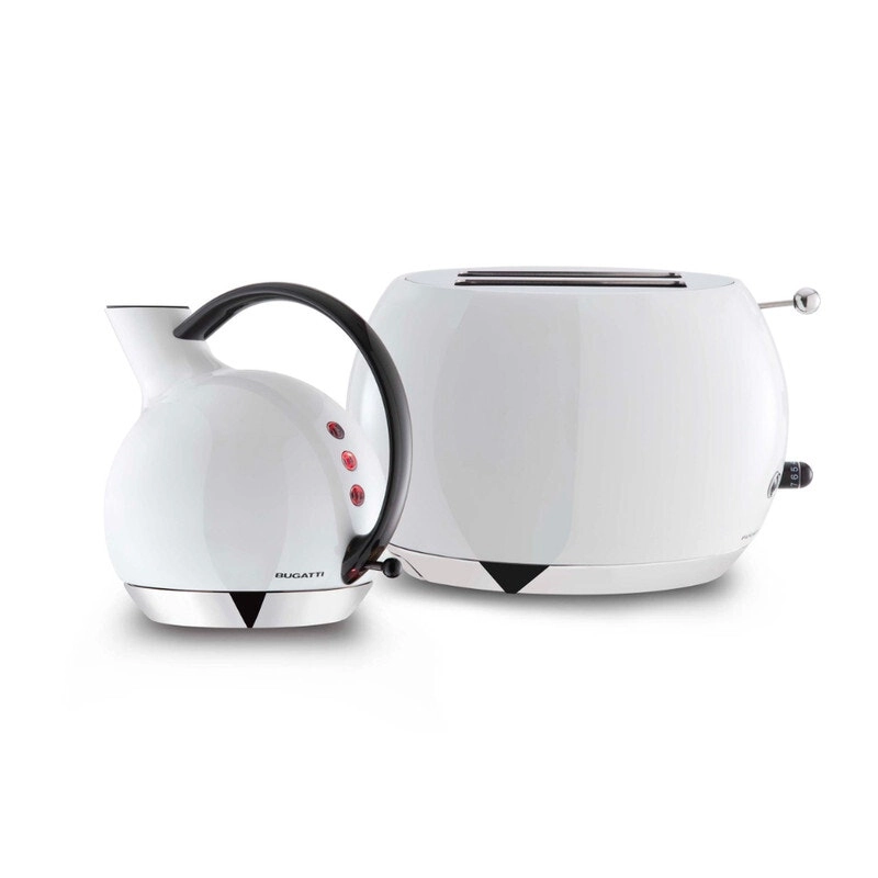 Bugatti Italy Romeo Toaster and Giulietta Kettle Set - White