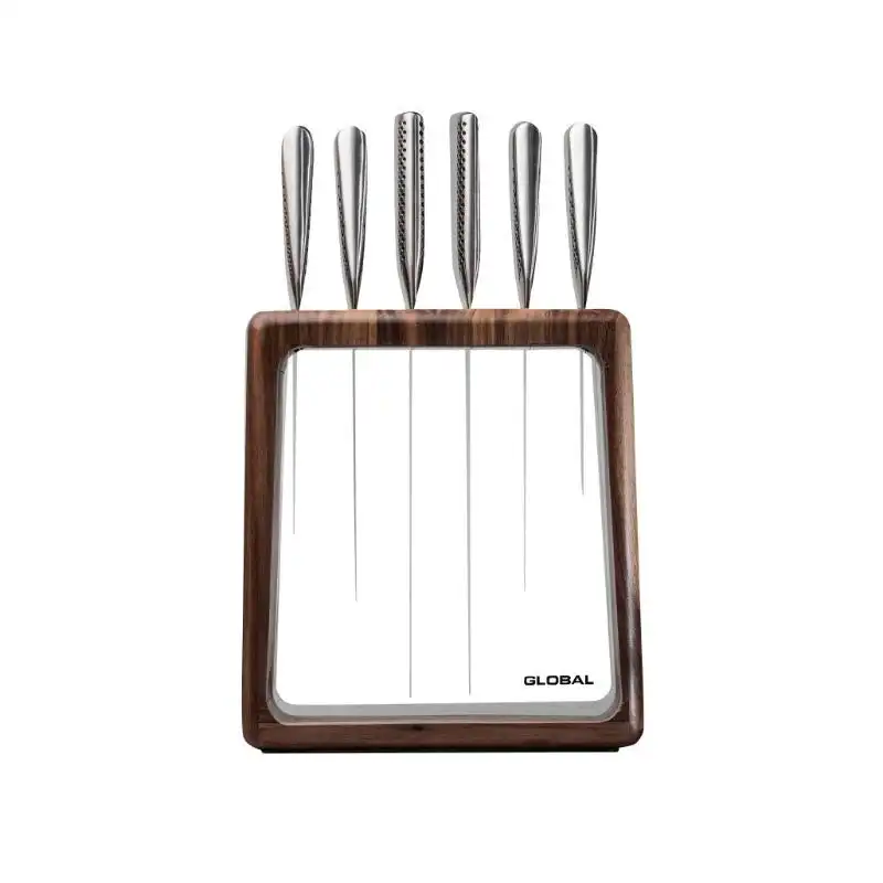 Global Hashira 7 Piece Knife Block Set - Walnut