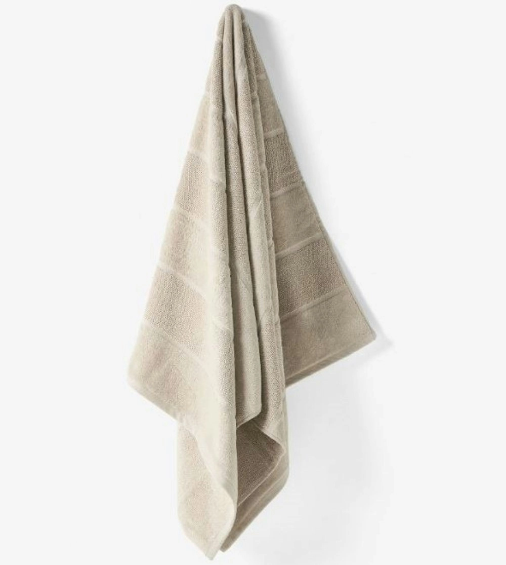 Linen House Large Bath Towel Velour Stripe 69X139cm - Moonbeam