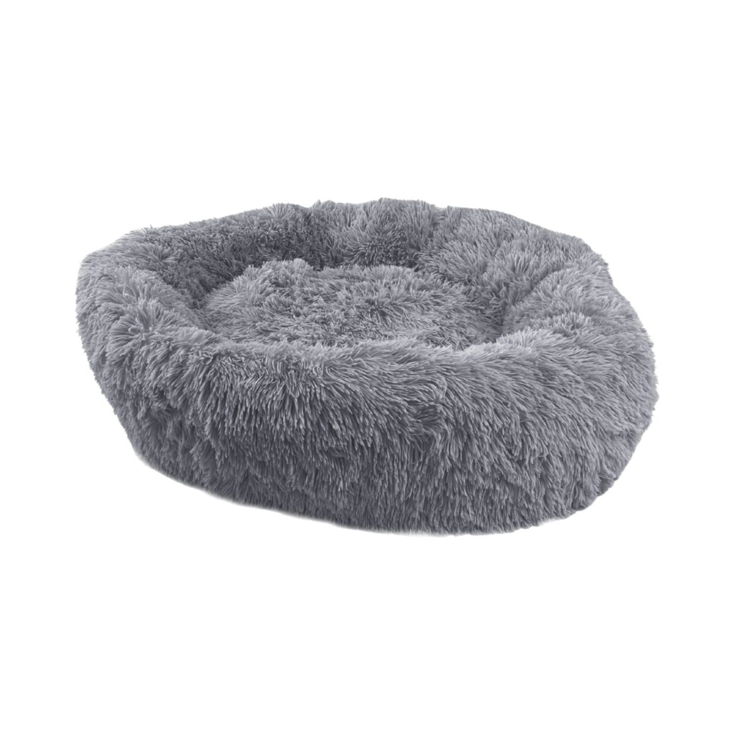 Floofi Calming Pet Bed Round Plush for Cat Dog Ultra Soft Washable 80cm Grey