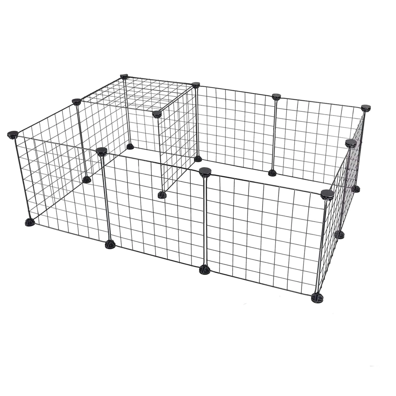 Floofi 8 Panel 40" Portable Steel Crate Pet Puppy Dog Playpen - Black