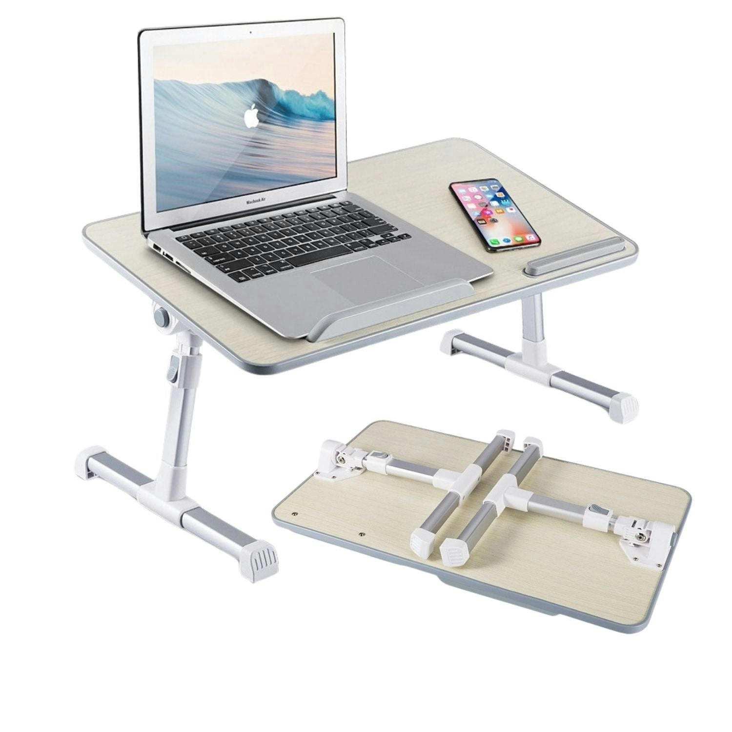 Ekkio Adjustable Laptop Bed Table, Portable Standing Desk, Foldable Sofa Breakfast Tray, Notebook Stand Reading Holder for Couch Floor Kids