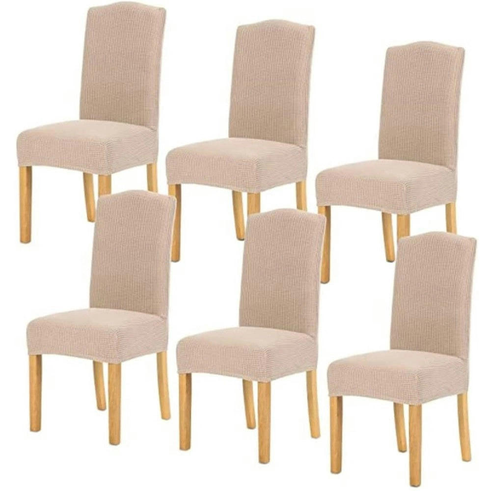 Gominimo Dining Room Chair Covers Slipcovers Seat Protector Machine Washable Ivory 6pcs