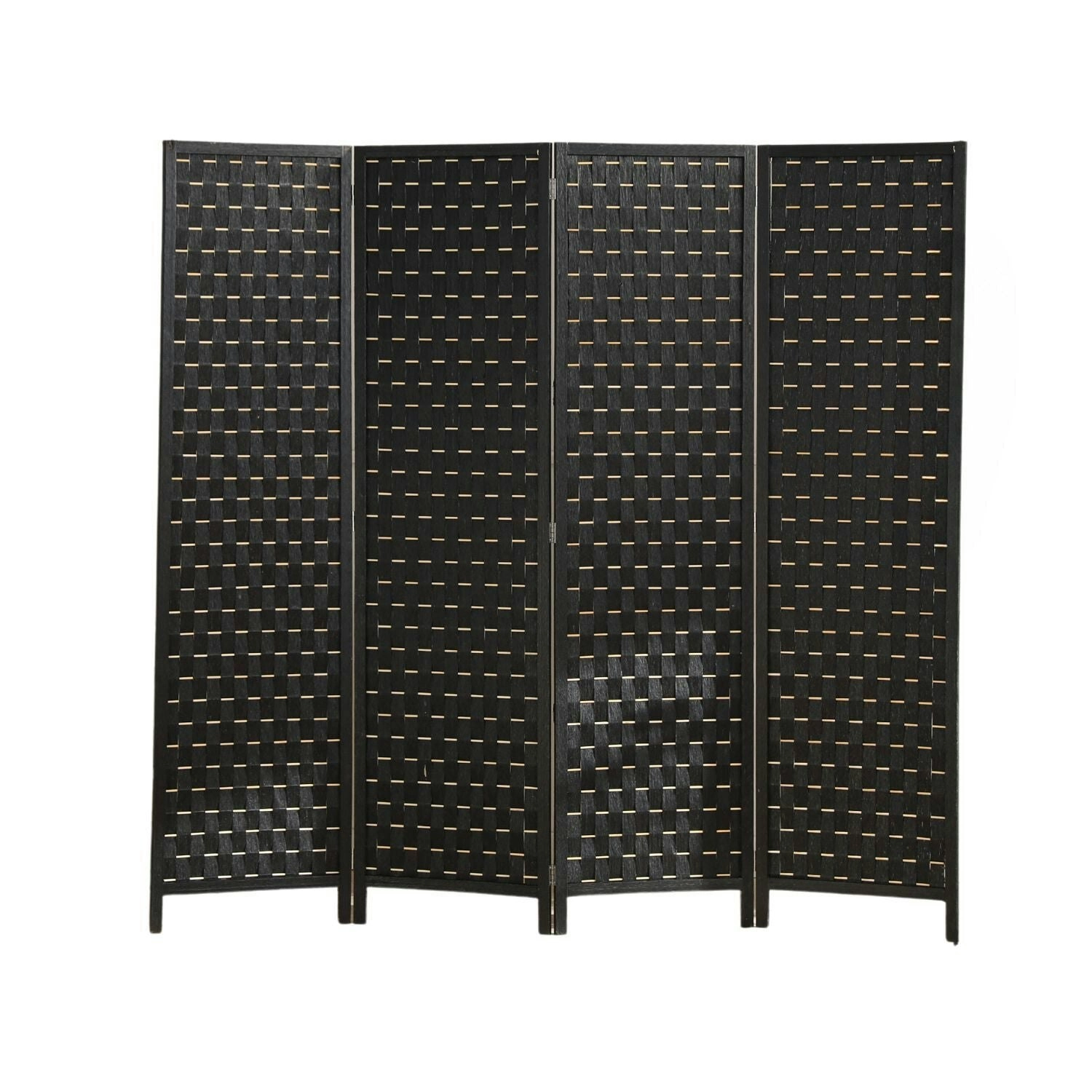 Ekkio 4-Panel Pine Wood Frame Room Divider Foldable Black