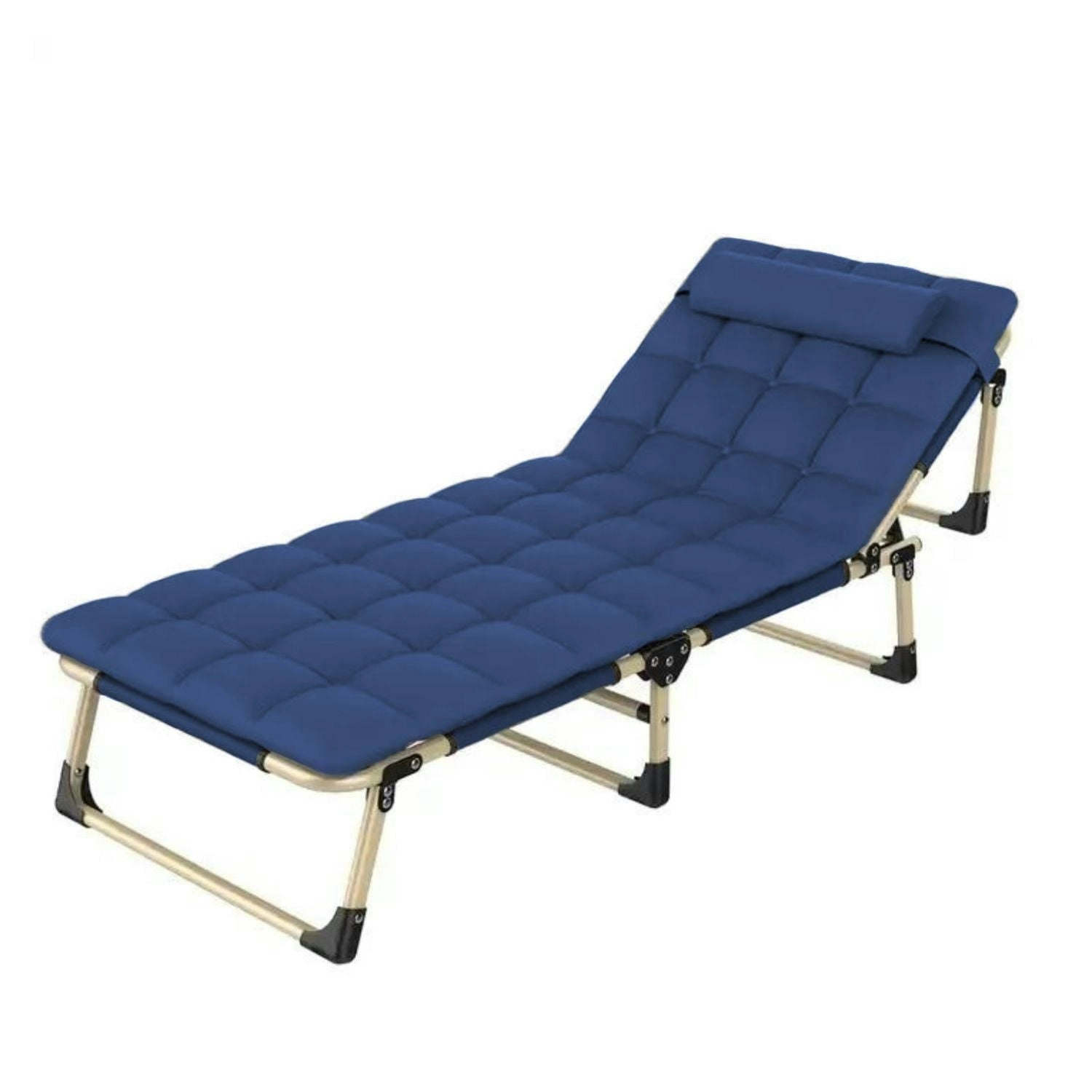 Kiliroo Portable Folding Camping Single Bed with Mattress and Headrest - Blue