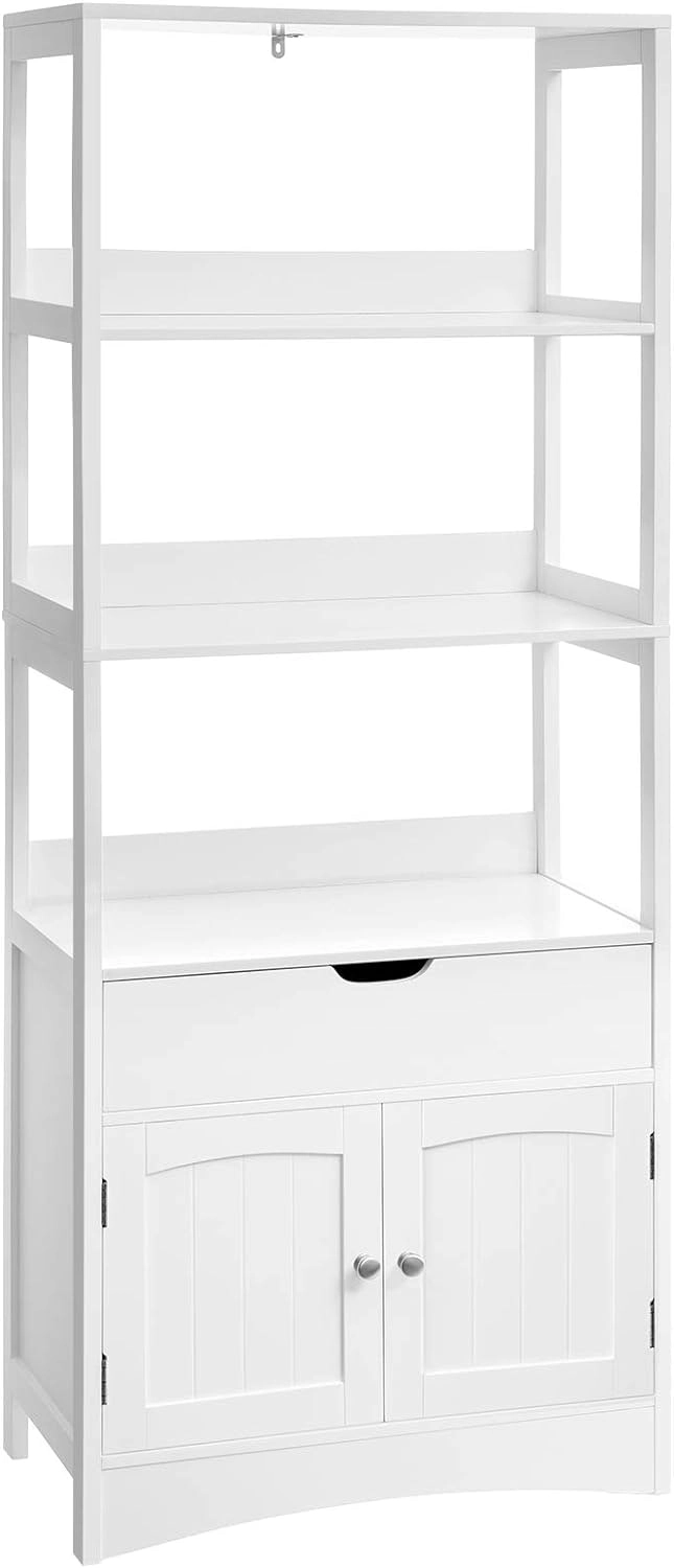 VASAGLE Bathroom Living Room Kitchen Storage Shelves Floor Cabinet - White