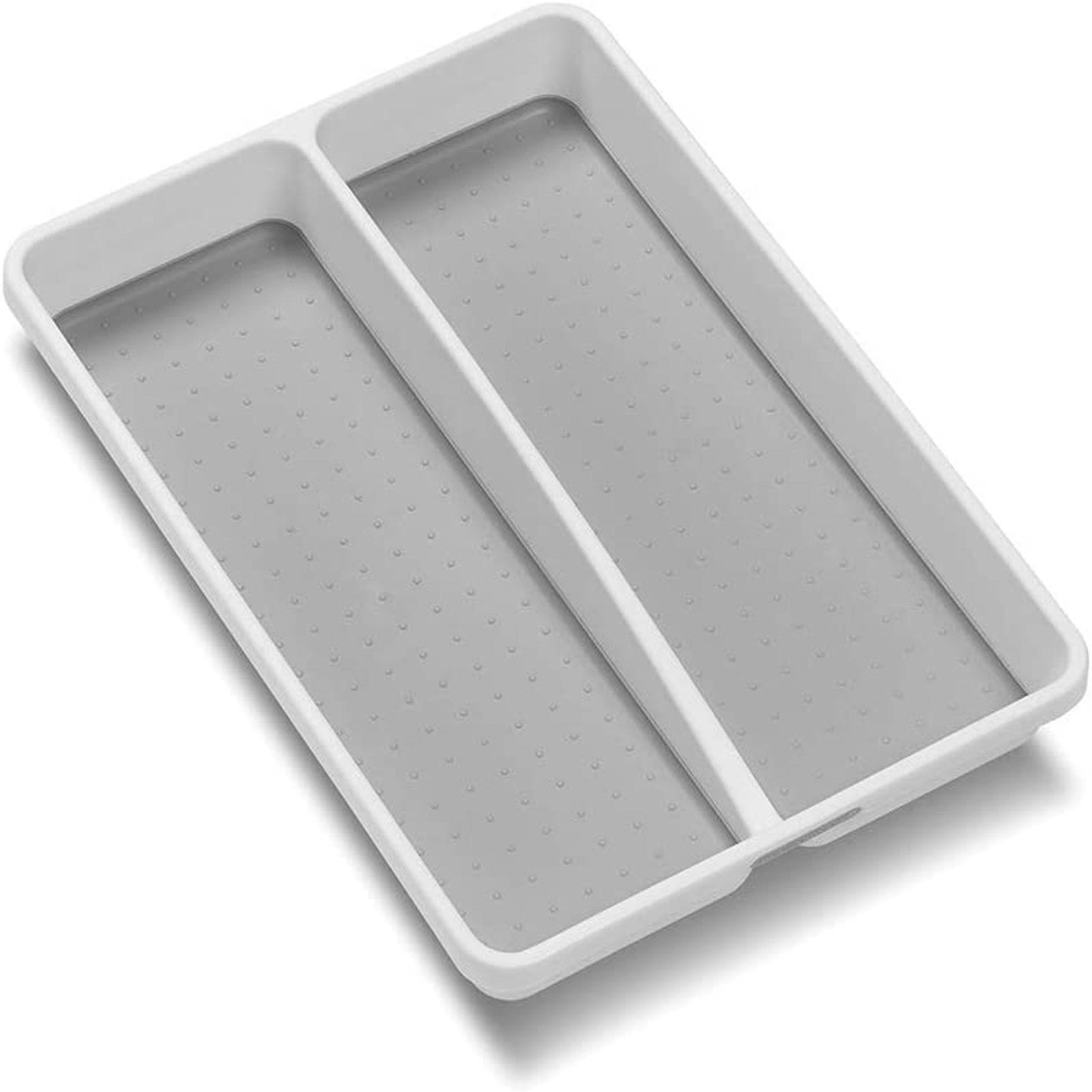 Madesmart Mini Utensil Two Wide Compartments Tray Soft-grip Lining- Soft Grey