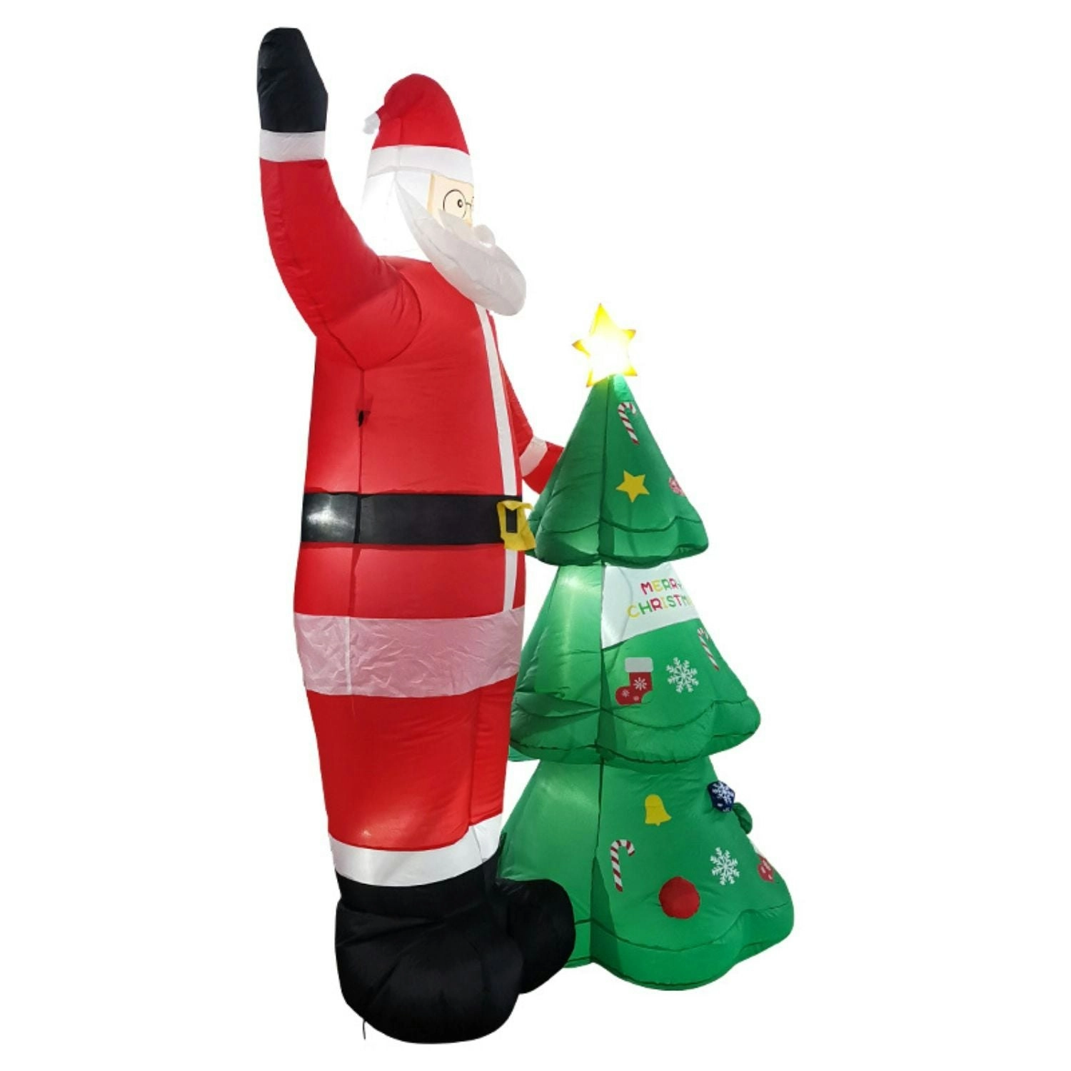 Festiss Christmas Inflatables Decoration with Built-In Led Light and Blower 2.5m Santa & Christmas Tree