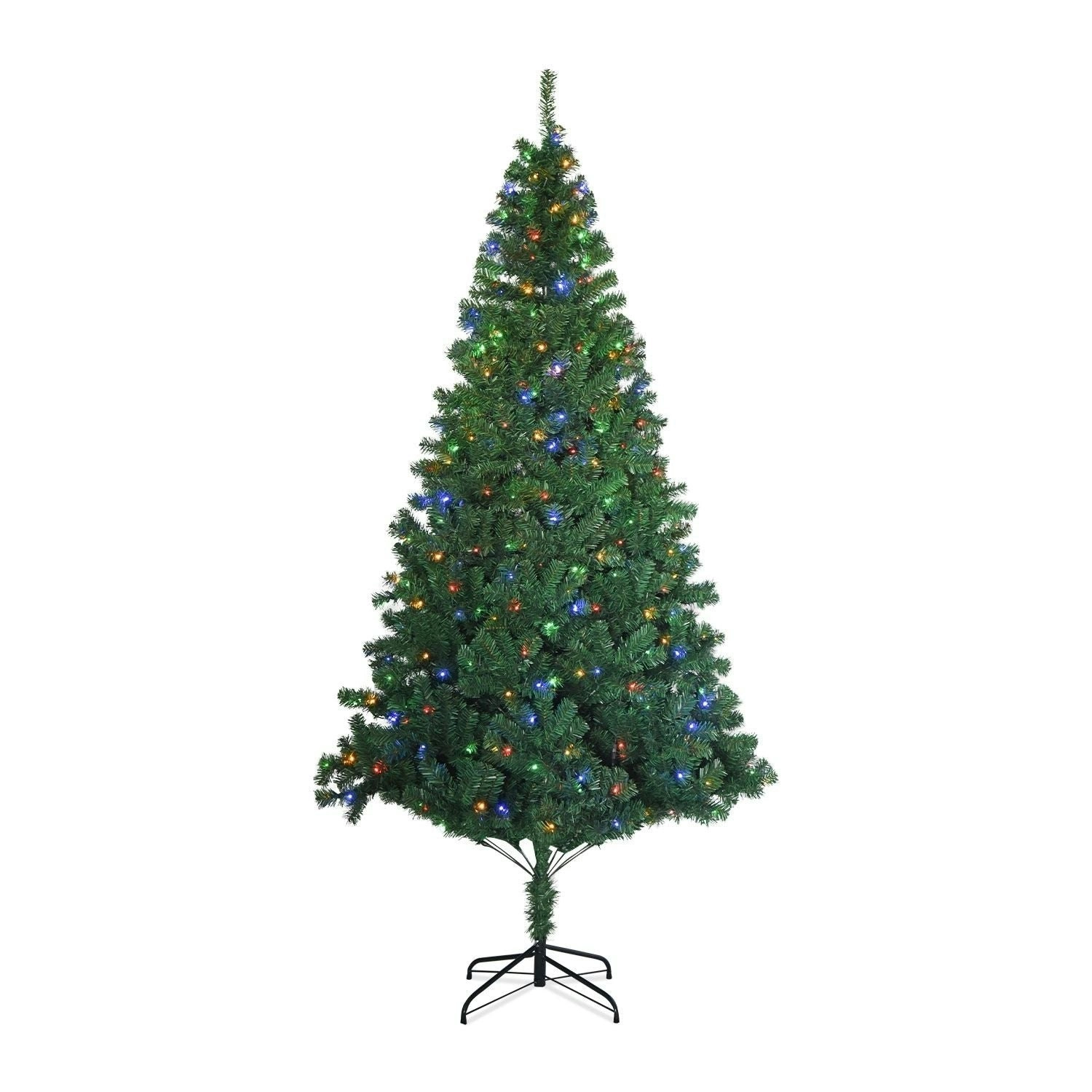 Festiss 2.4m Hinged Construction Easy Assembly Artificial Christmas Tree with 4 Colour LED Lights