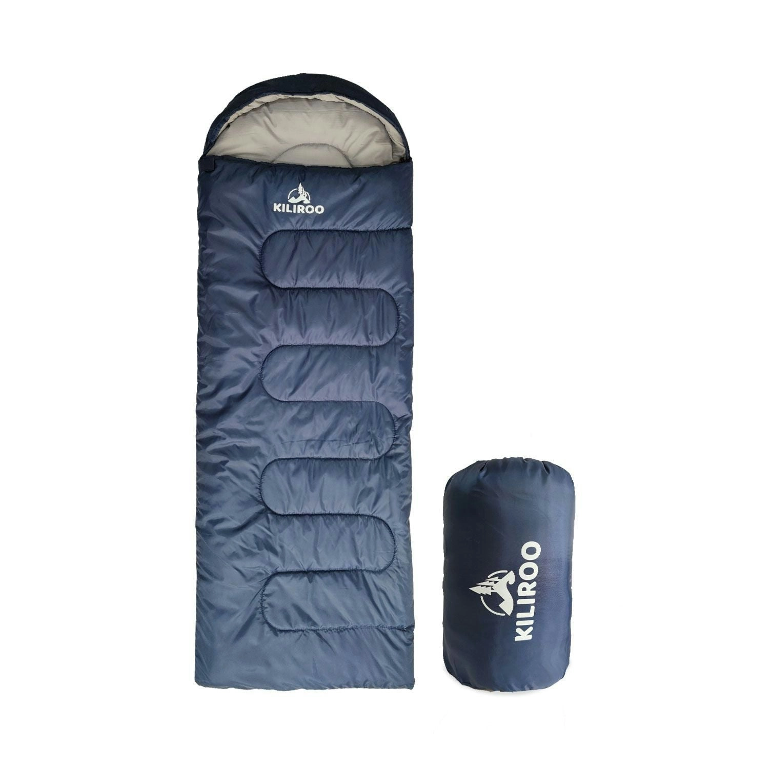 Kiliroo Sleeping Bag 350gsm Outdoor Camping Hiking Thermal Winter Single Blue