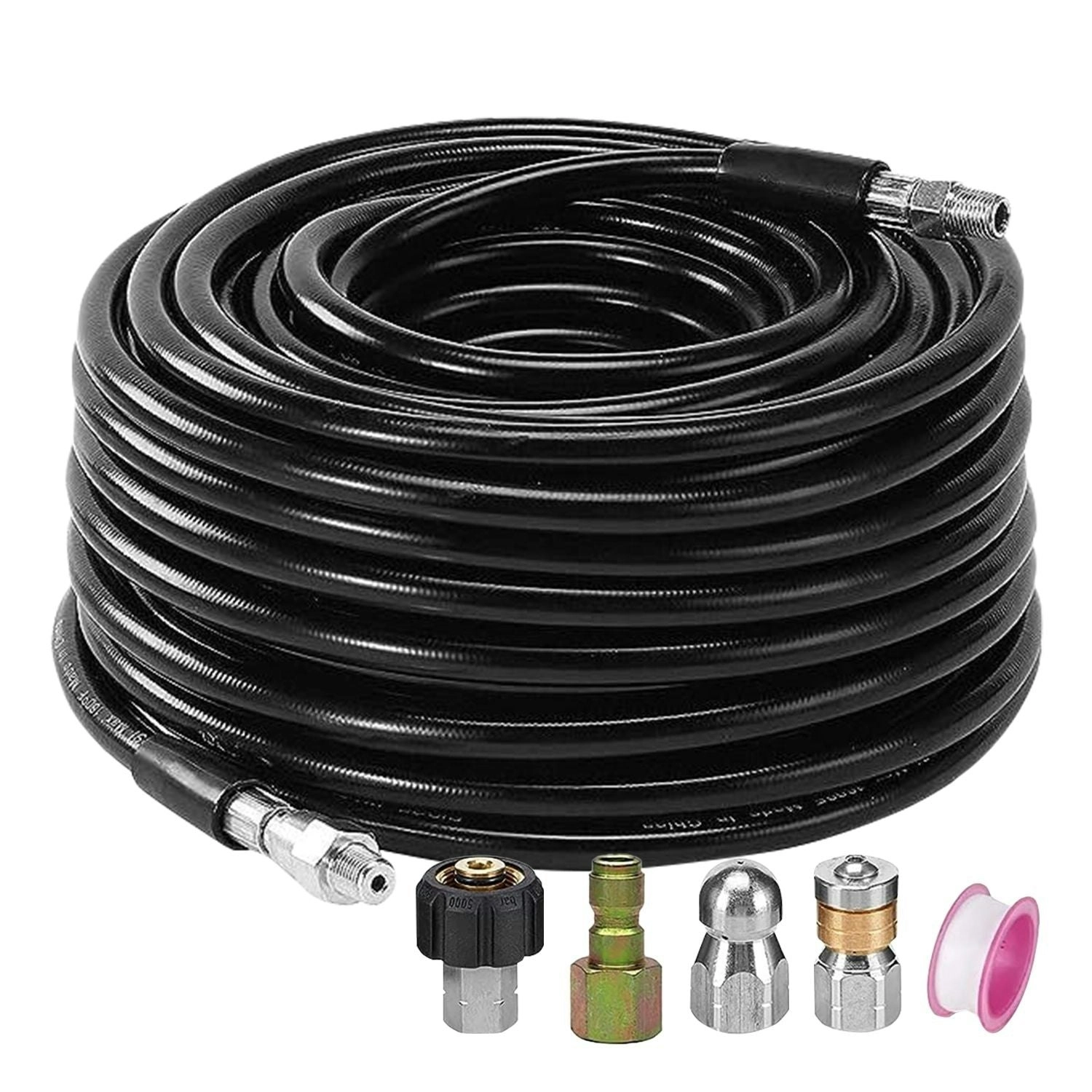 RYNOMATE High Pressure Washer Hose Pipe Sewer Jetter Kit Drain Cleaning Cleaner