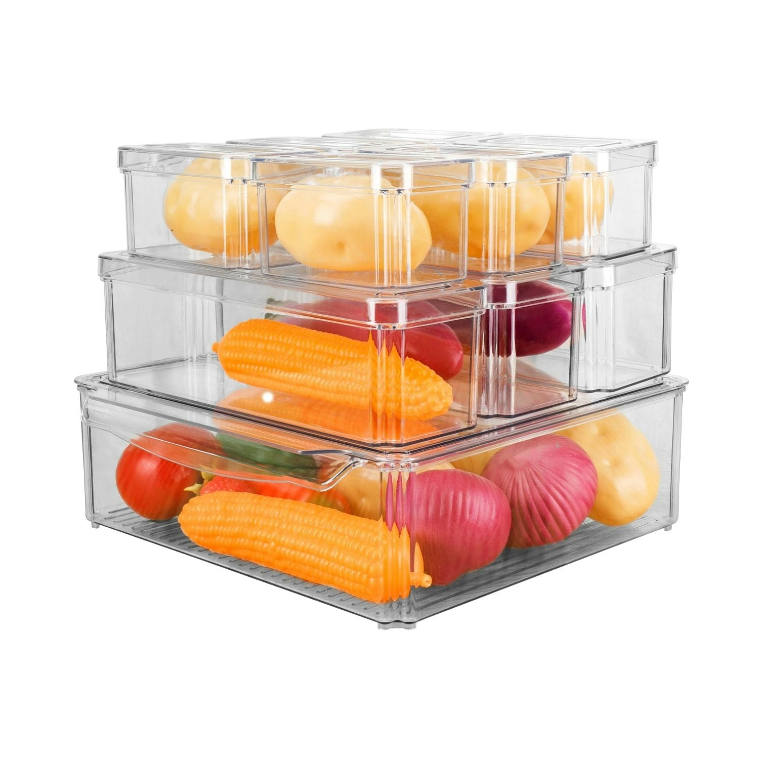 Gominimo Refrigerator Storage Box Food Container Kitchen Fridge Organiser Clear