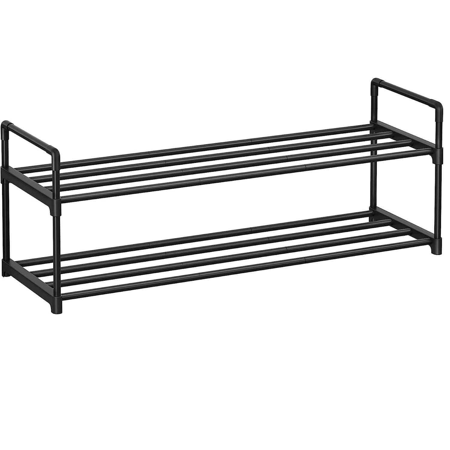 SONGMICS 2 Tier Metal Shoe Rack for 10 Pairs of Shoes Easy to Assemble Grey