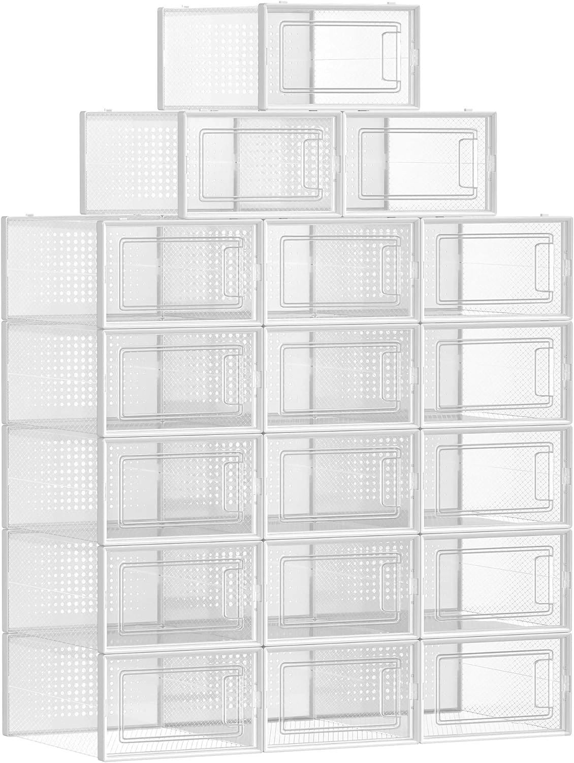 SONGMICS 18 Pack Foldable Stackable Shoe Boxes Fit up to AU Size 11 Transparent