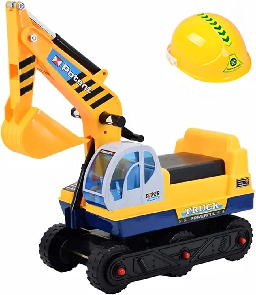 Gominimo Kids Pretend Ride on Sand Excavator Construction Toy Car with Helmet