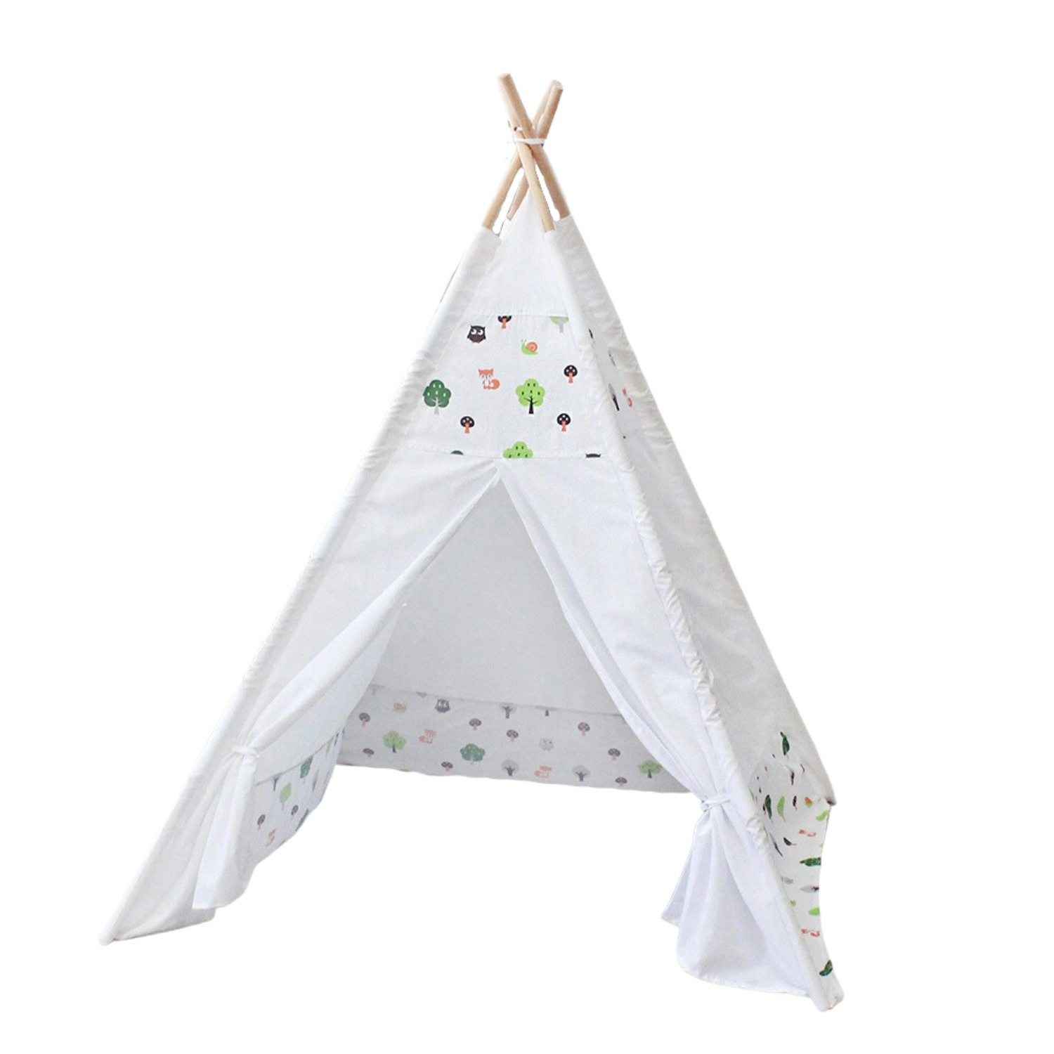 Gominimo Kids Toddler Teepee Tent with Side Window and Carry Bag - White Forest