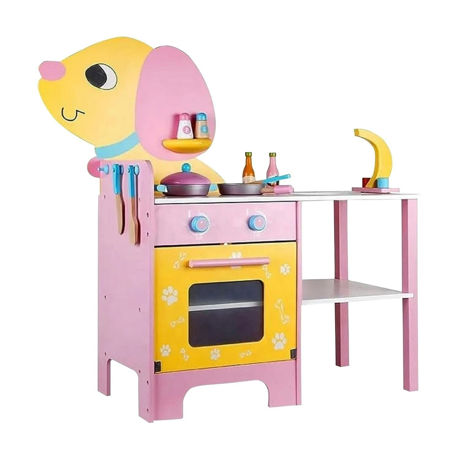 Ekkio Wooden Kids Pretend Play Children Kitchen Playset Toddler Cooking Toy Set