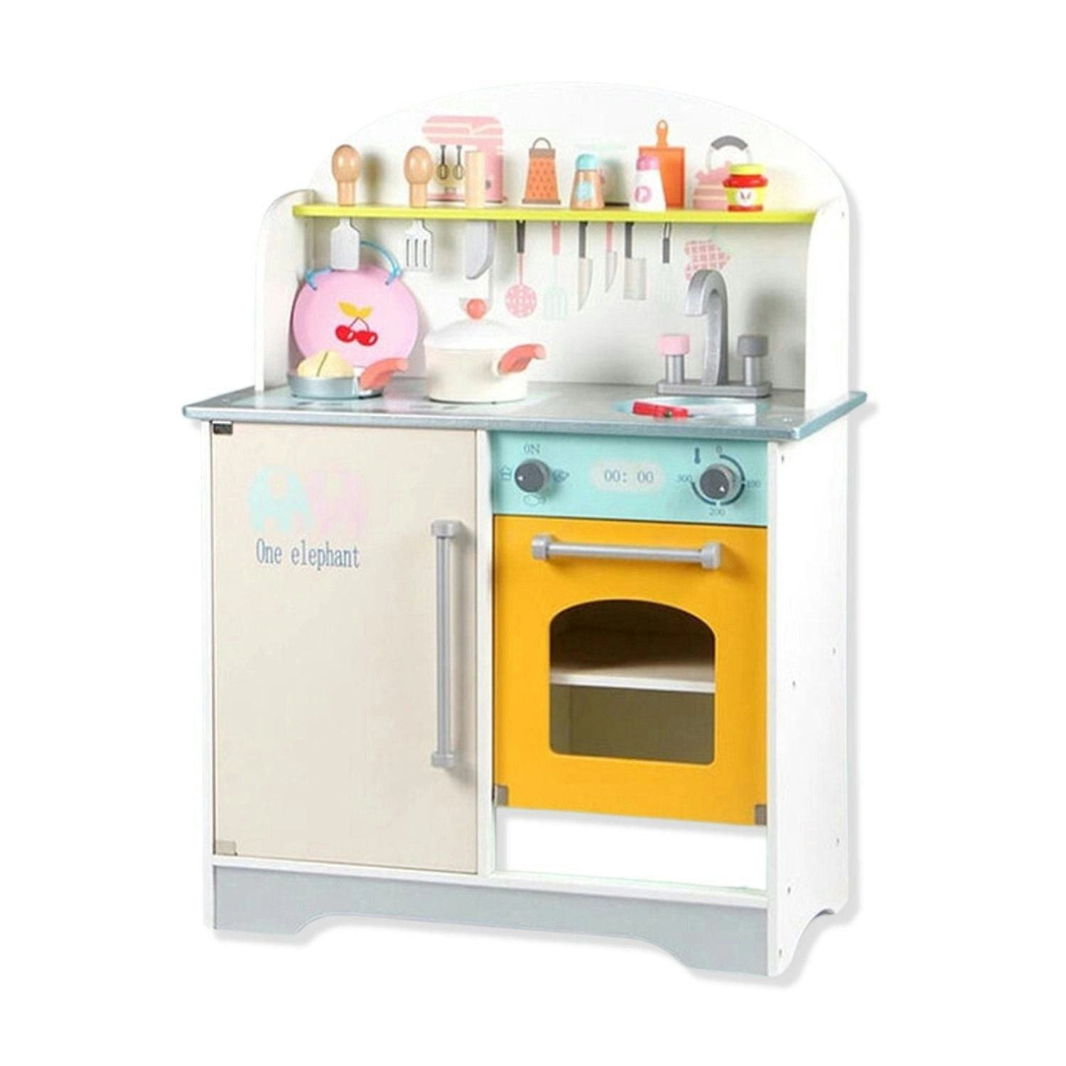 Ekkio High-quality MDF Board Wooden Kitchen Playset for Kids (Japanese Style Kitchen Set, Silver)