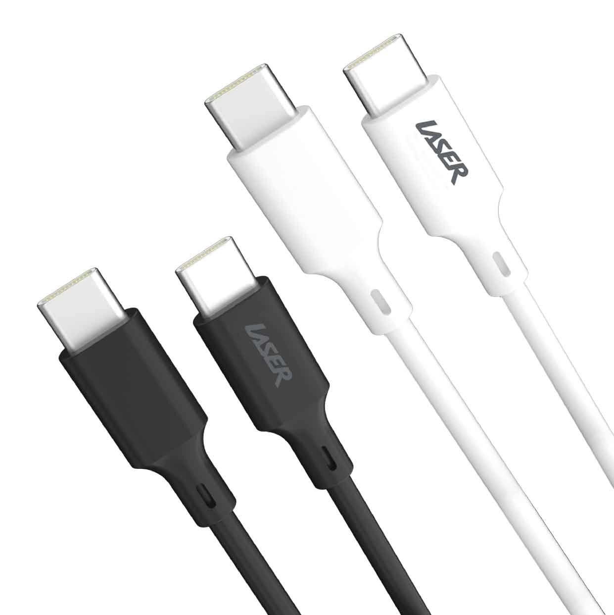 Laser 60W Fast Charge USB-C Cable 2m Black/White 2-Pack - Universal Compatible