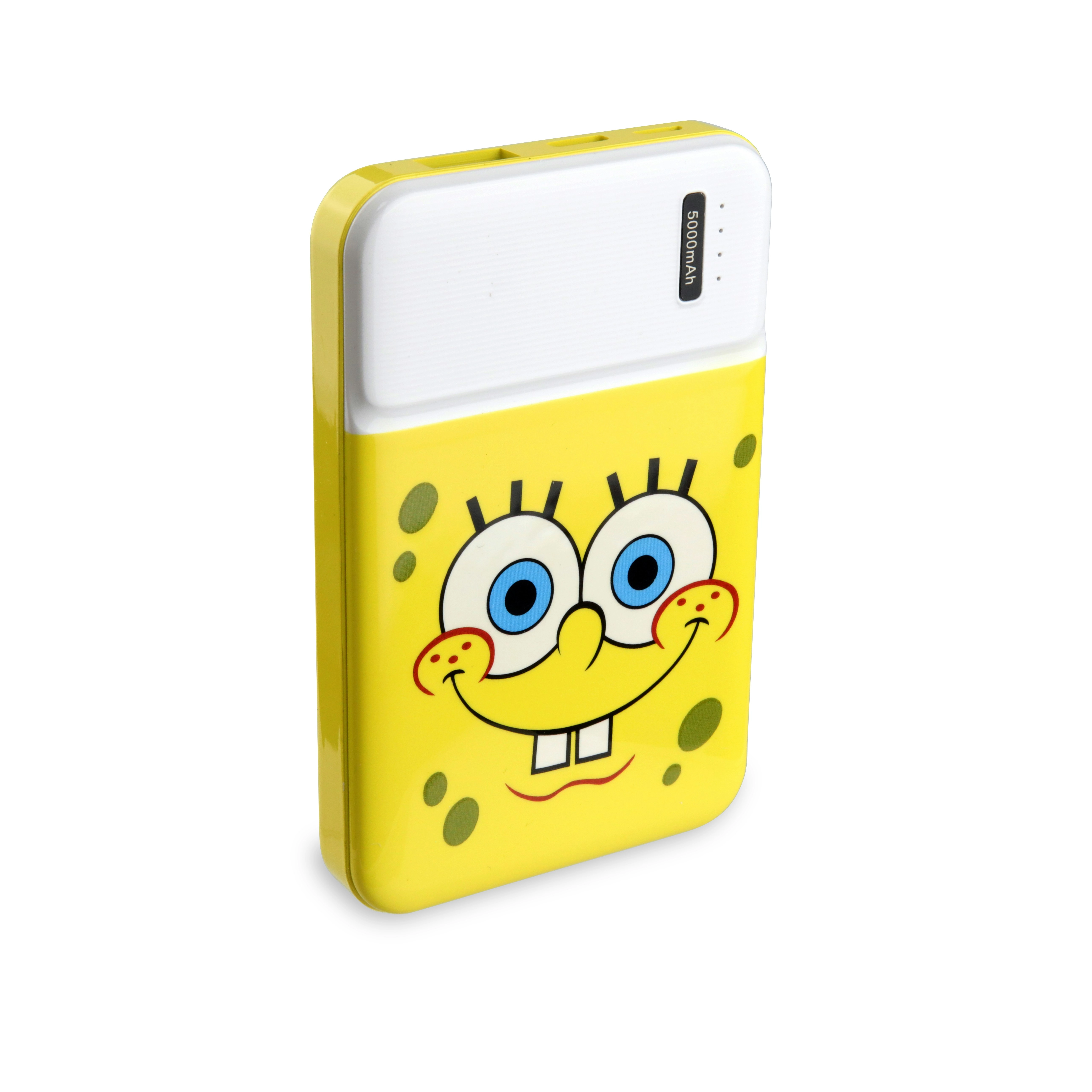 SpongeBob 5000mAh Portable Charger: Dual USB, LED Indicator, Includes Cable