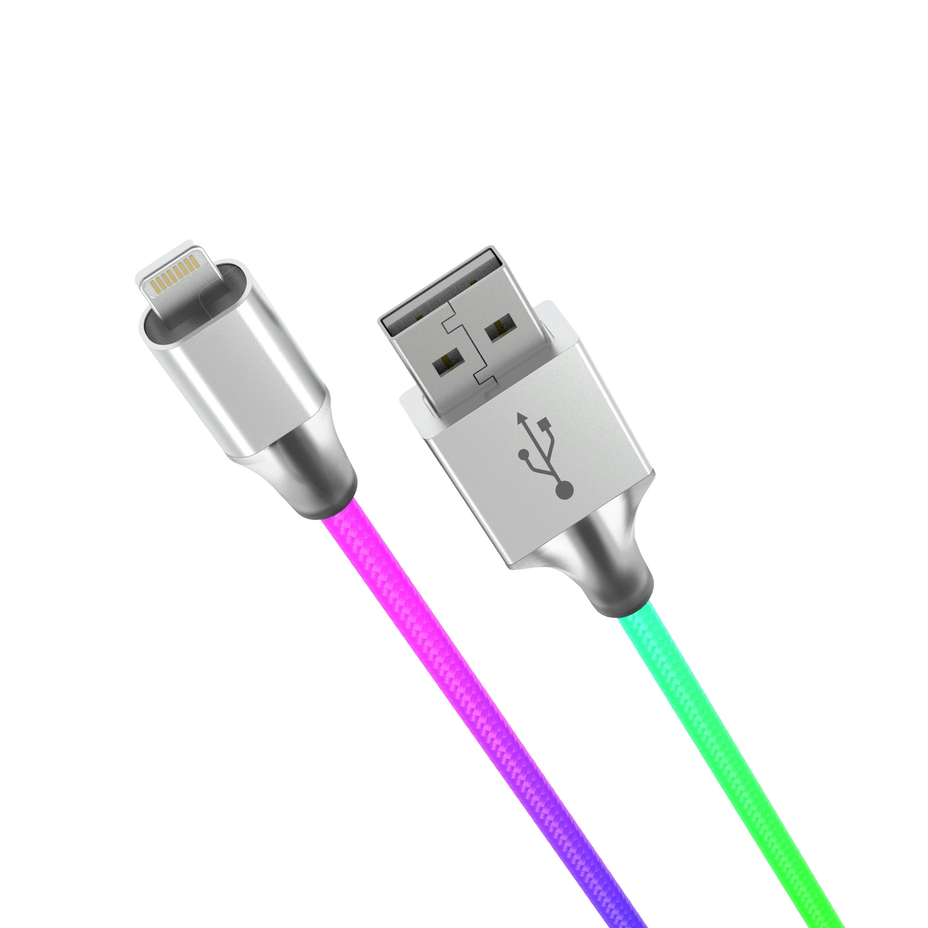 Laser MFI Certified Rainbow Lightning USB-A Cable 1M Durable