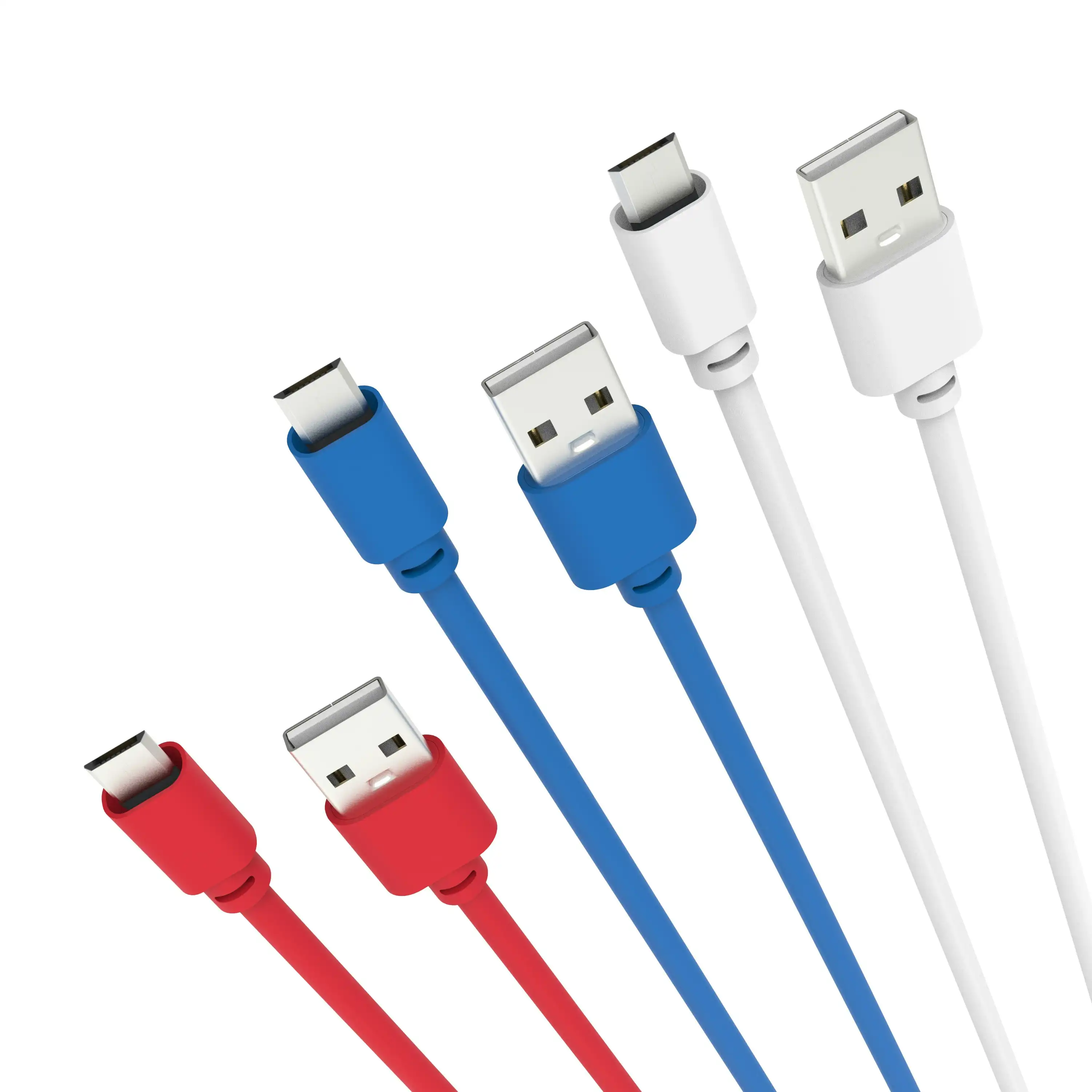 Laser 2M Multicolor Micro USB Cable Pack of 3 - Red, Blue, White