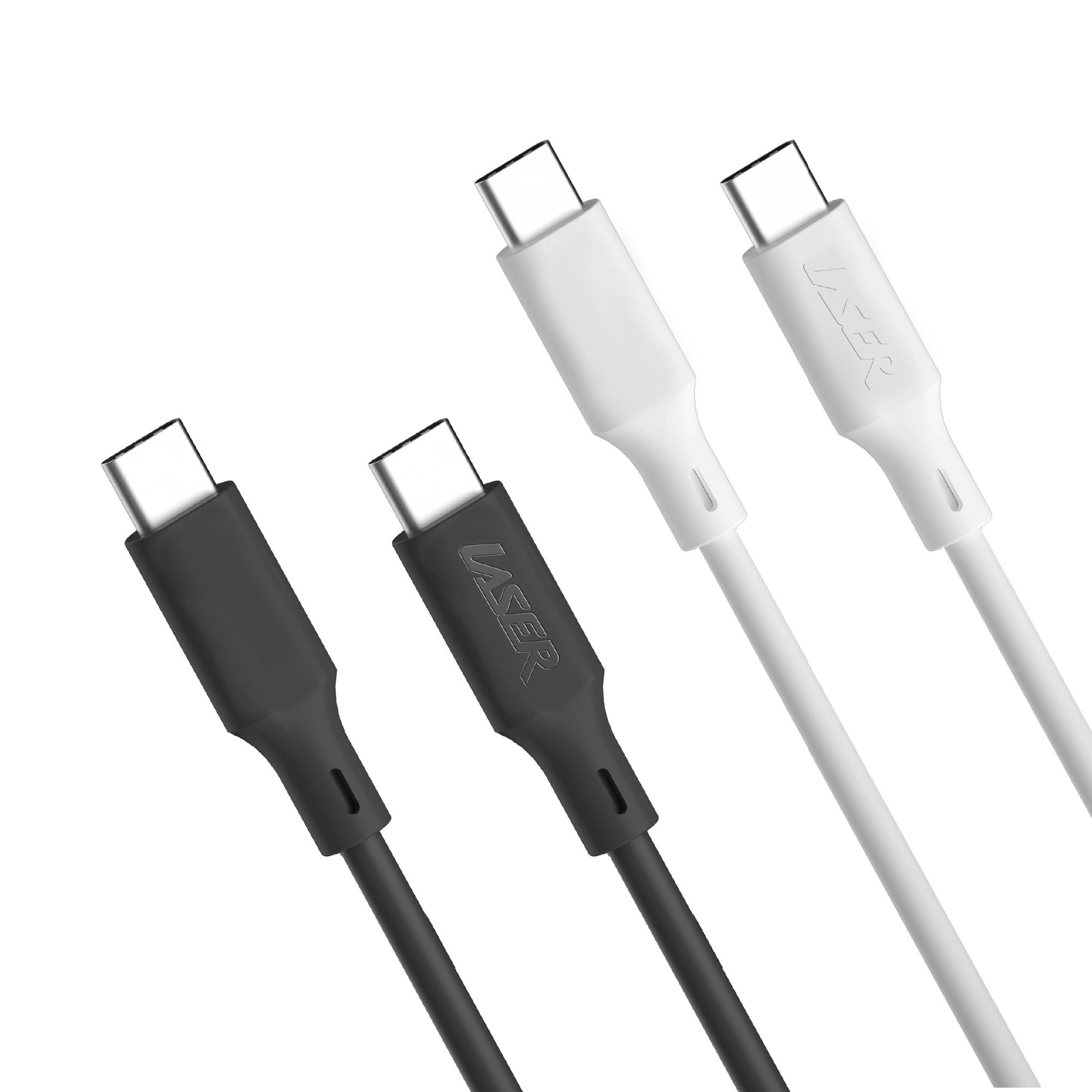 Laser USB-C to USB-C 1m Charging Cable 2 Pack - Black & White - 60W Fast Charge