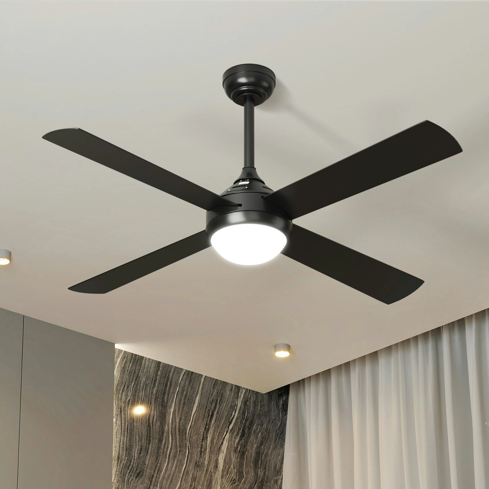 Vevare 52'' Ceiling Fan AC Motor with LED Light Remote Control Black