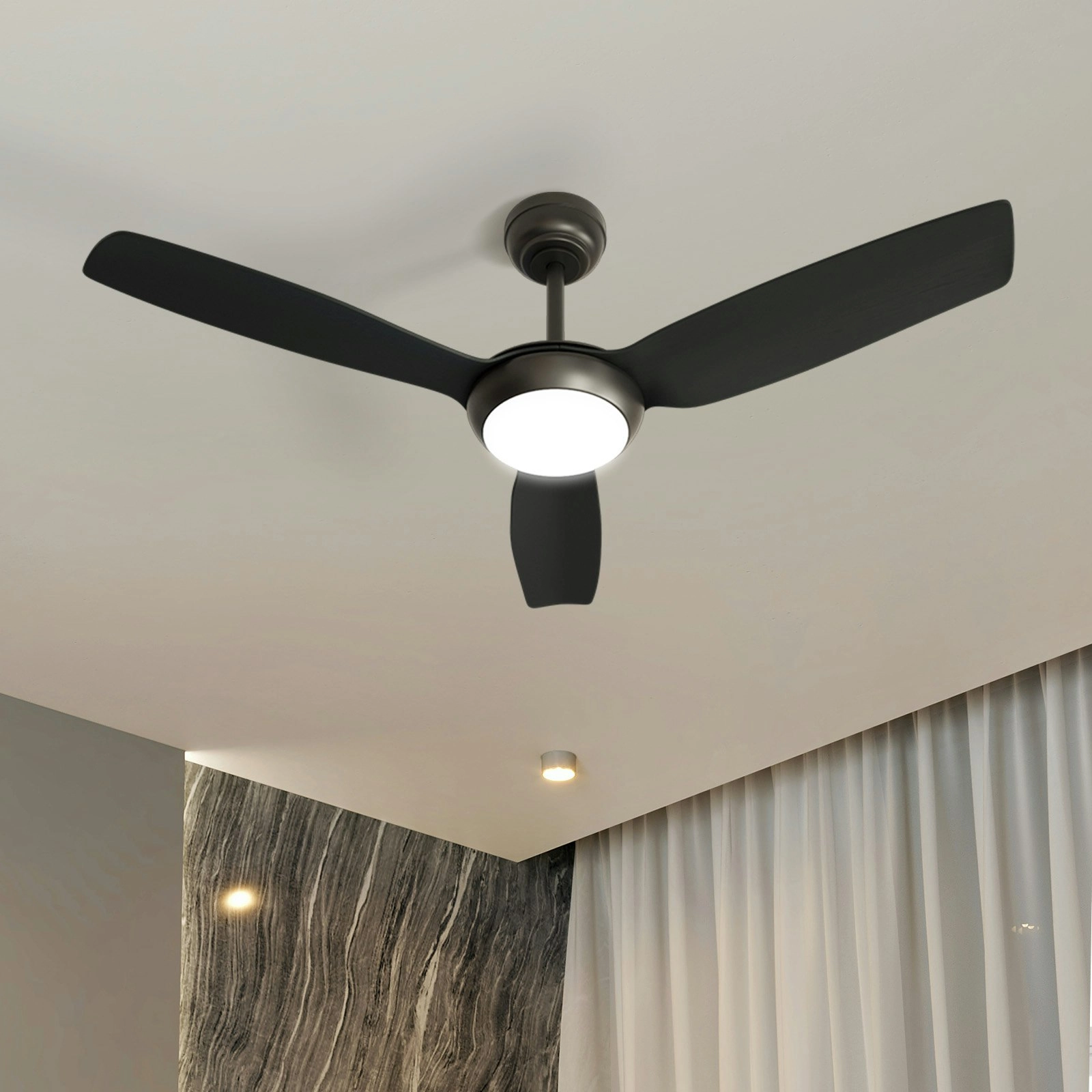 Vevare 52" Ceiling Fan DC Motor With Light Remote Control 5 Speed Fans Black