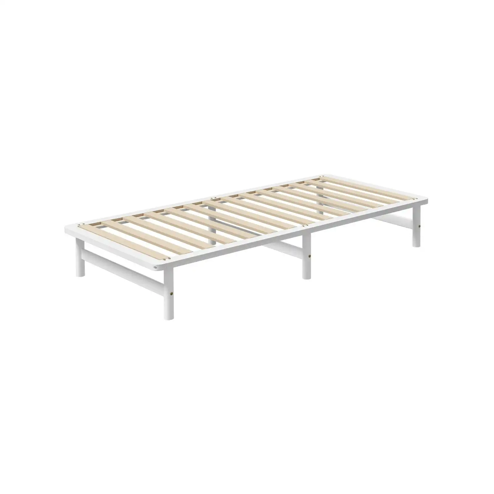 Oikiture Wooden Bed Frame Pine Timber White（Single)