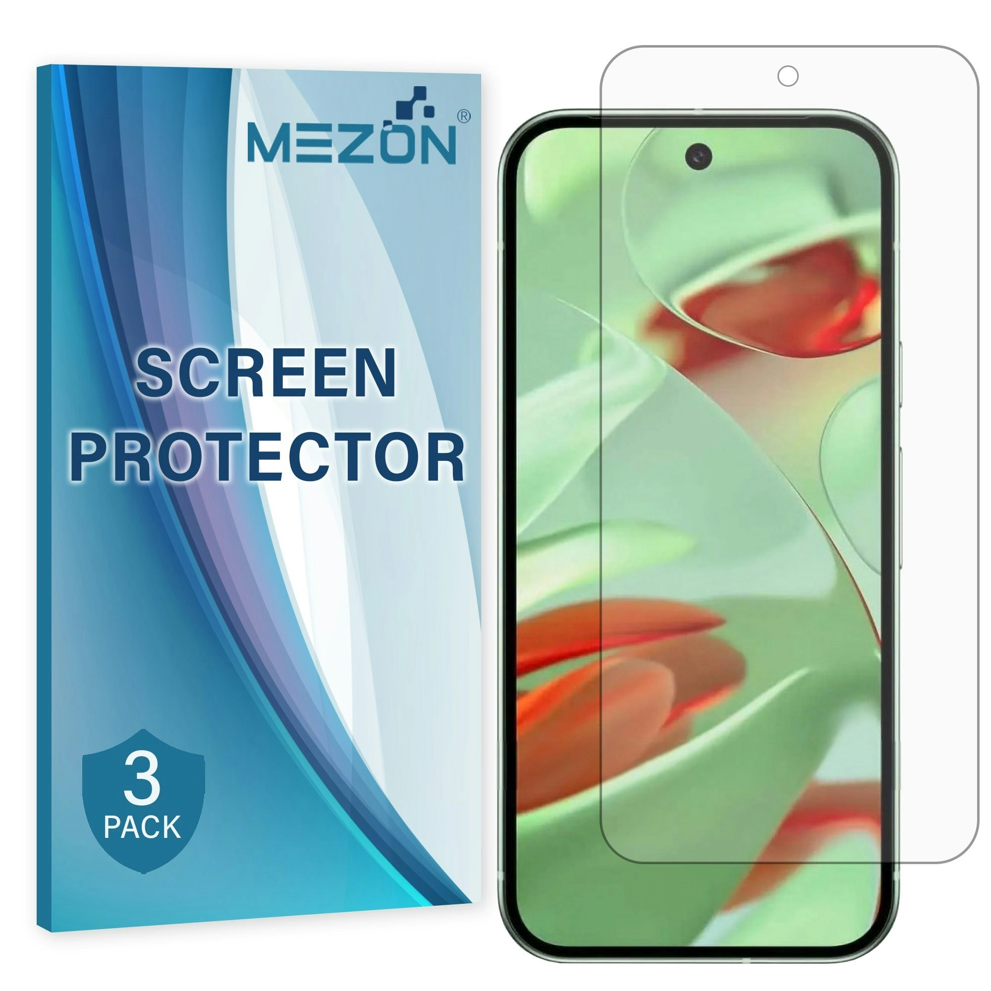 [3 Pack] MEZON Google Pixel 9 Premium Hydrogel Clear Edge-to-Edge Full Coverage Screen Protector Fingerprint Sensor Film