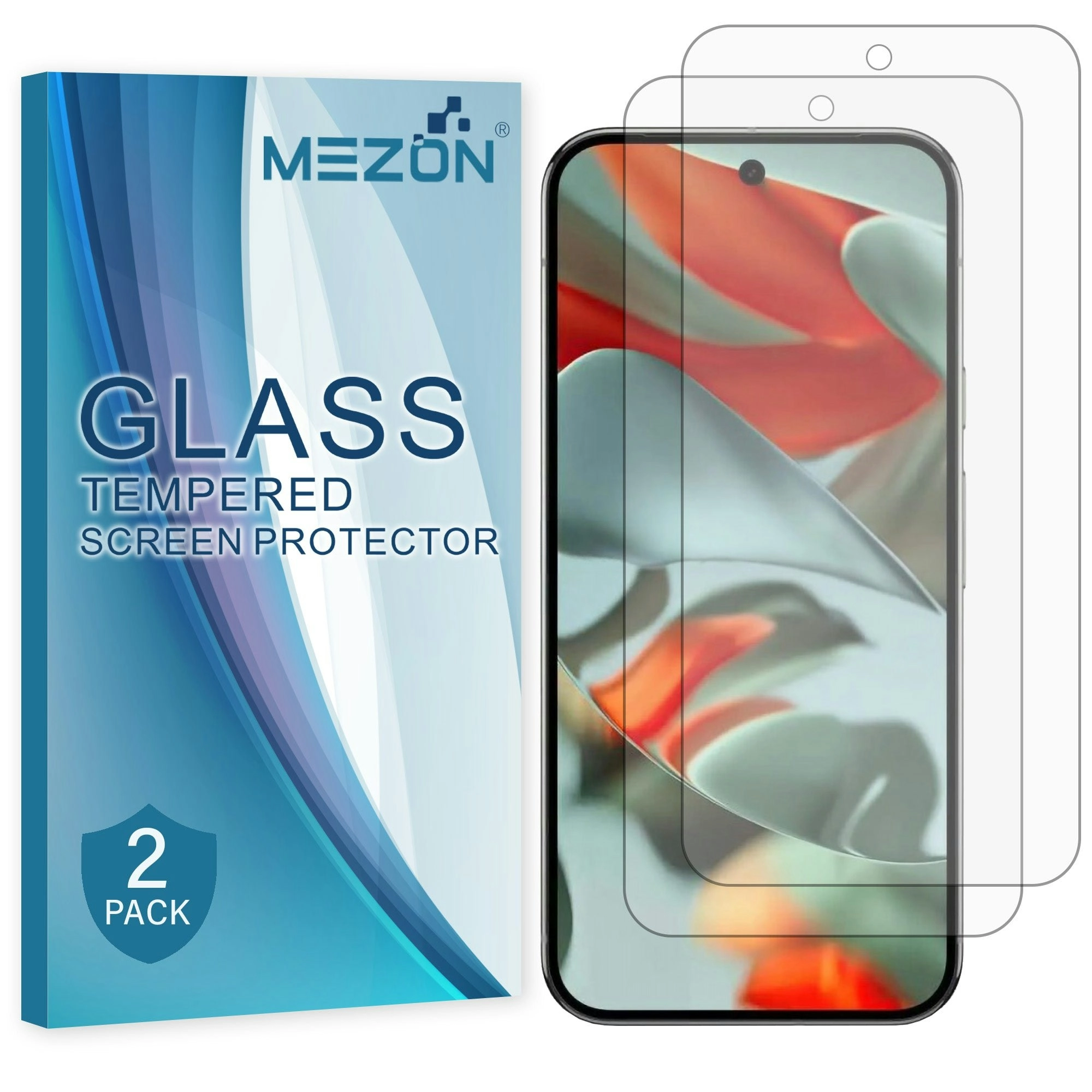 [2 Pack] MEZON Google Pixel 9 Pro Tempered Glass Crystal Clear Premium 9H HD Case Friendly Screen Protectors (Pixel 9 Pro, 9H)