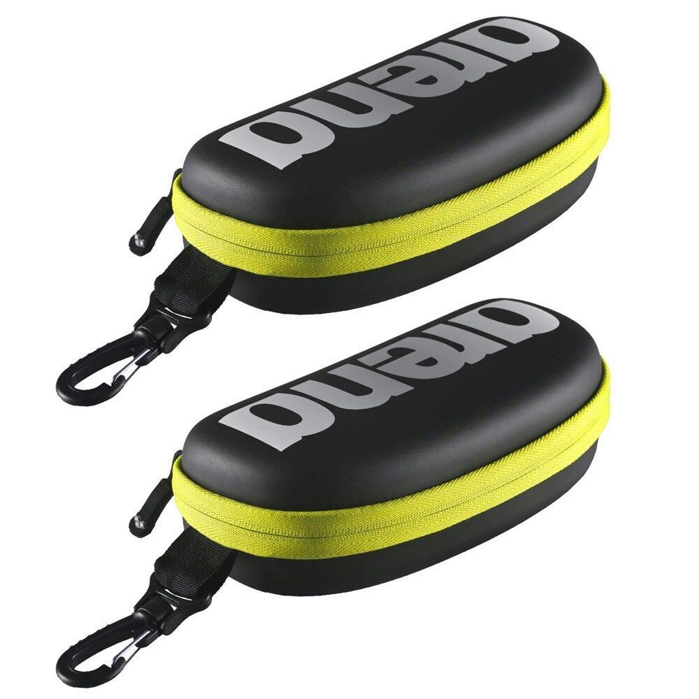 2PK Arena Case Pouch Protection for Swimming/Training Swim Goggle Black/Fluro YL