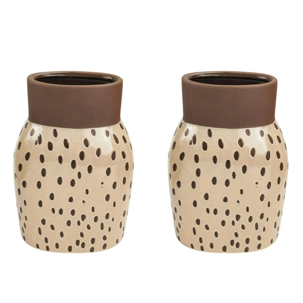 2x Urban Remy 18cm Ceramic Plant/Flower Vase Home Decor Display Pot Small Mocha