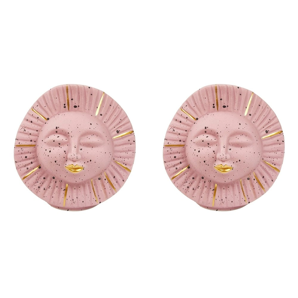 2x Urban Sun Face 12cm Ceramic Flower Vase Small Decorative Display Light Pink