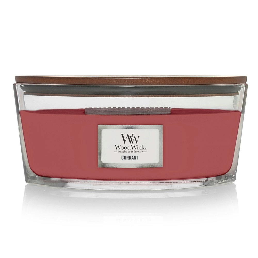 WoodWick 453g Scented Home Fragrance Soy Wax Candle w/ Lid Currant Ellipse Red