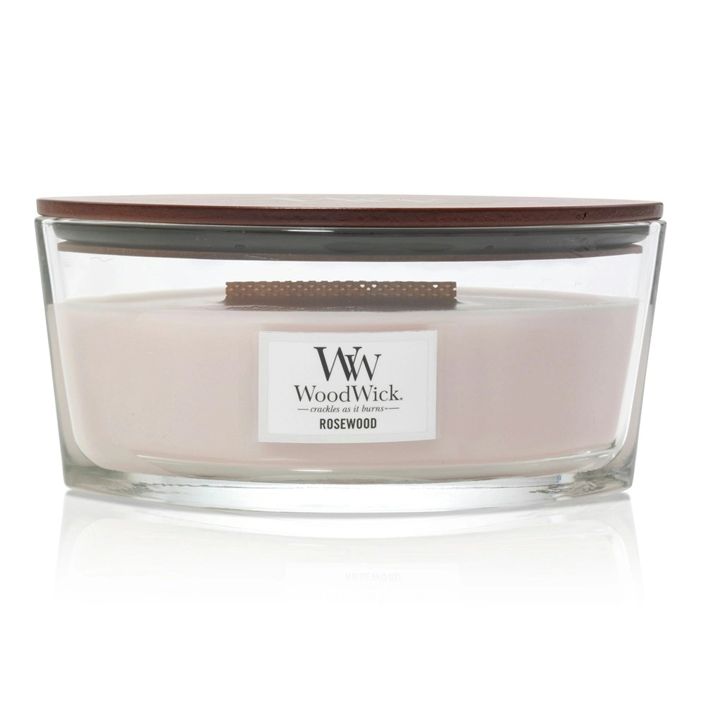 WoodWick 453g Scented Home Fragrance Soy Wax Candle w/ Lid Rosewood Ellipse Pink