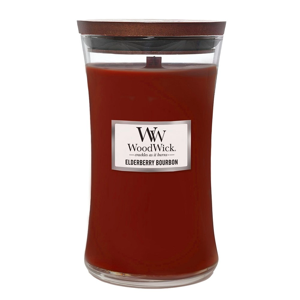 WoodWick 609g Scented Fragrance Soy Wax Candle Elderberry Bourbon Large Red