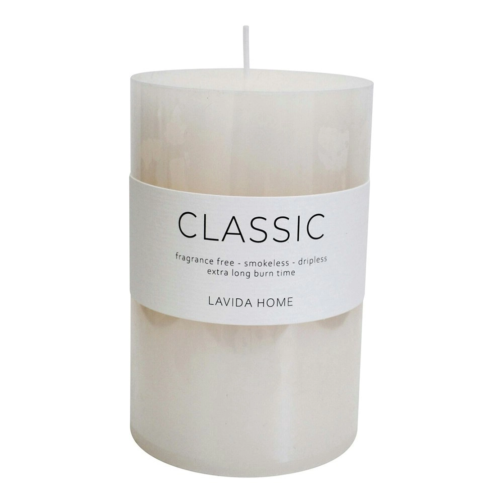 Natural Wax Unscented 10x15cm Classic Pillar Candle Fragrance Free Decor White